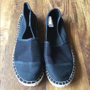 Black espadrille slip-ons